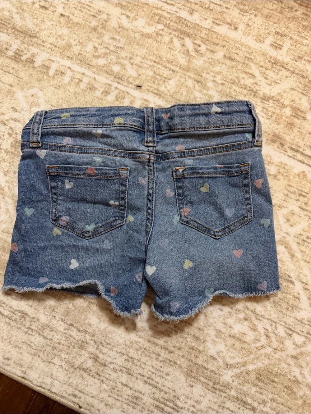 Cat & Jack Denim Shorts with Pastel Heart Print - Blue